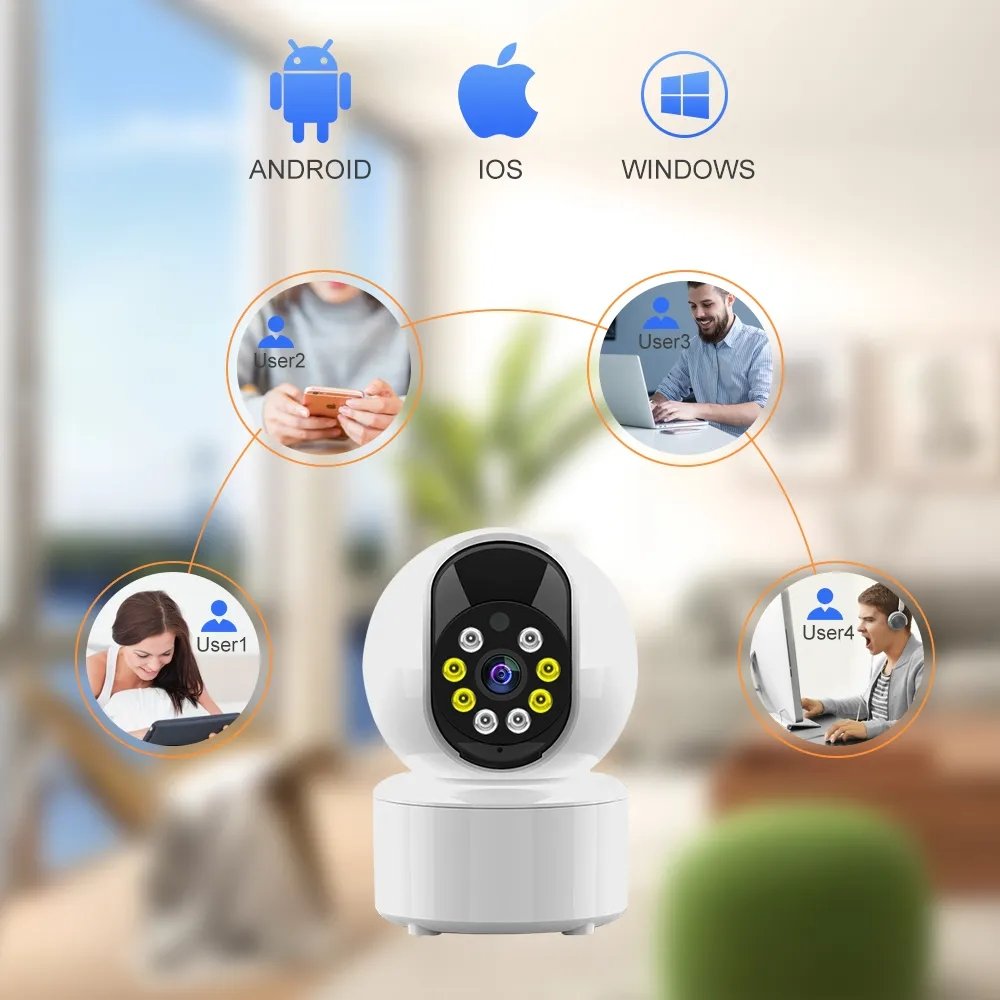 Baiwangli V380 3MP WIFI Home Security Camera Q18S-H Indoor Mini PTZ with AUTO Tracking & Two-Way Audio for Baby Monitoring