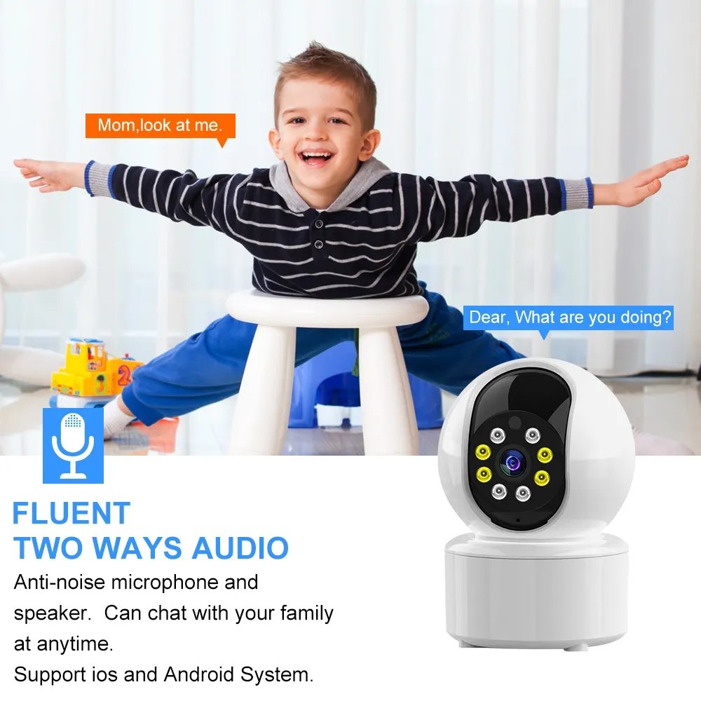 Baiwangli V380 3MP WIFI Home Security Camera Q18S-H Indoor Mini PTZ with AUTO Tracking & Two-Way Audio for Baby Monitoring