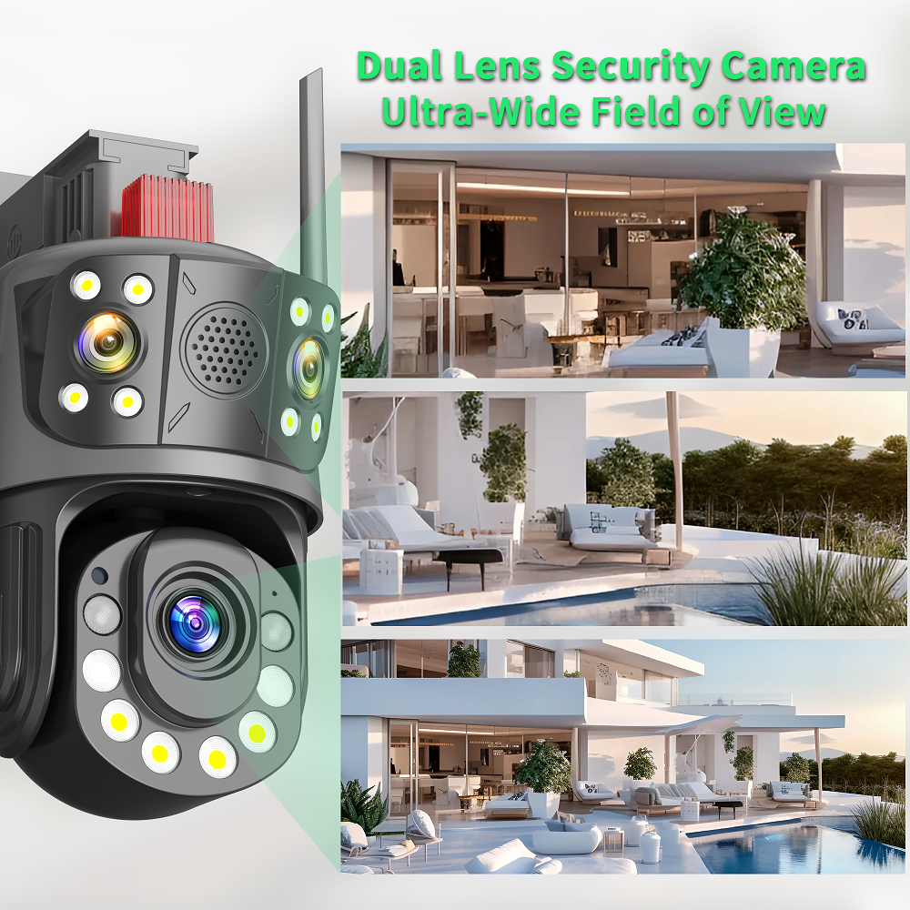 Icsee 12Mp Ptz Camera 50x Zoom Triple Lens Wireless Security Camera 360 Infinite Rotation 393Ft Night Vision Network Camera