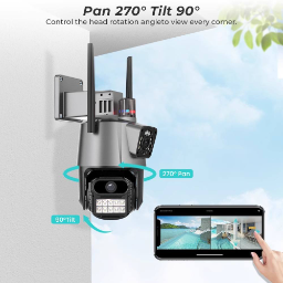 6Mp Dual Lens Ptz Outdoor 2-Way Audio Smart Home AI Tracking Motion Detection Security Camera
