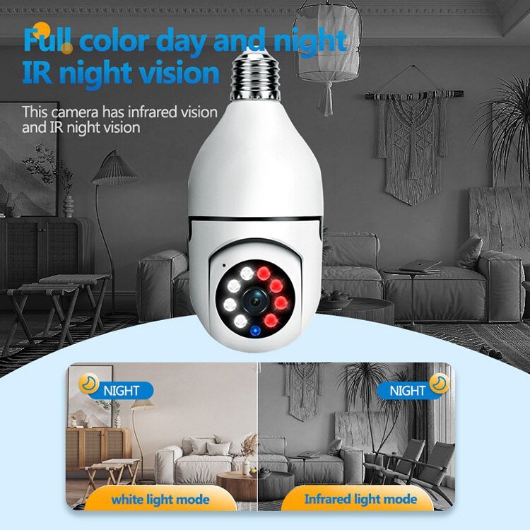 Tuya App E27 Socket Lamp Holder Wifi HD Night Vision 4MP 360 Panoramic Wifi PTZ Light Bulb Camera