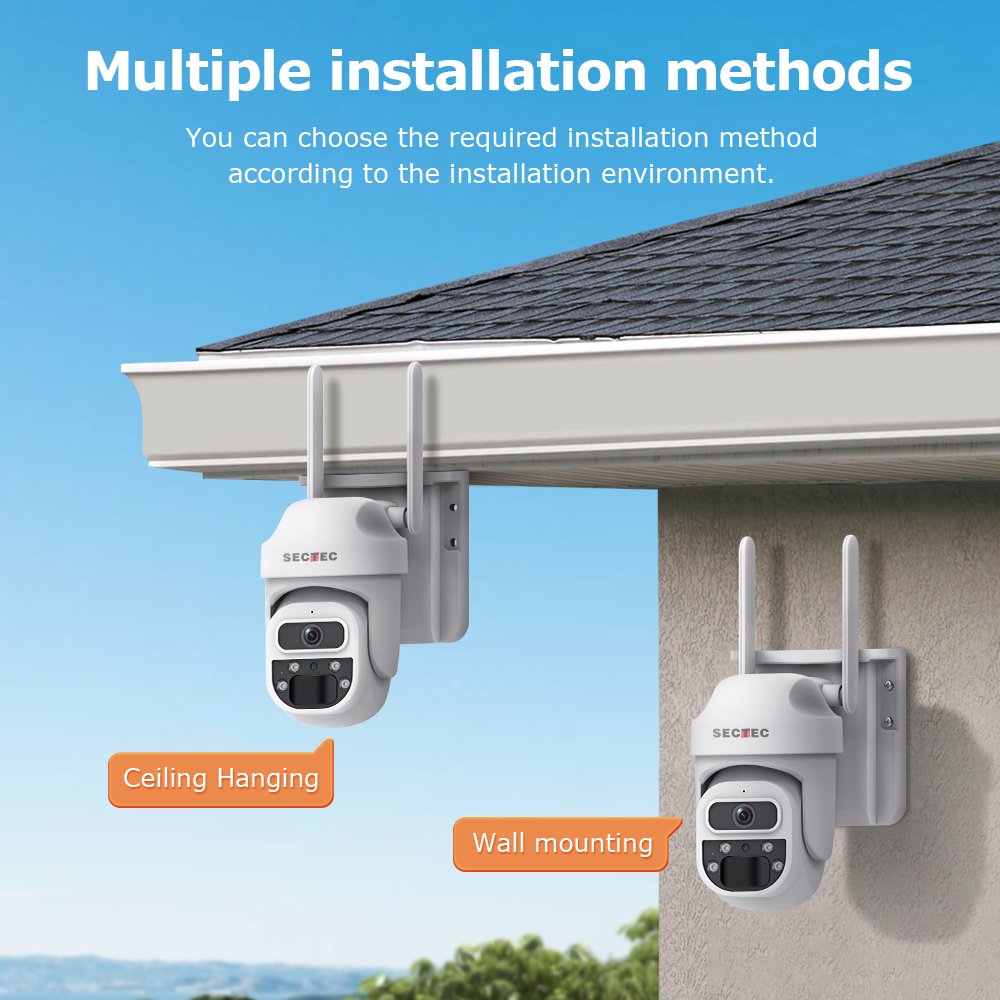 UBOX PIR Human Detection WIFI PTZ Camera HD 3MP IP Security Outdoor CCTV Panoramic Mini Size Solar Battery Network Camera