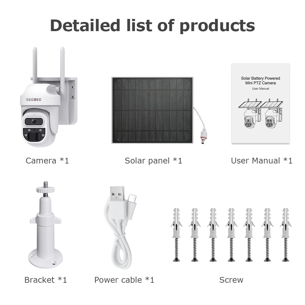UBOX PIR Human Detection WIFI PTZ Camera HD 3MP IP Security Outdoor CCTV Panoramic Mini Size Solar Battery Network Camera