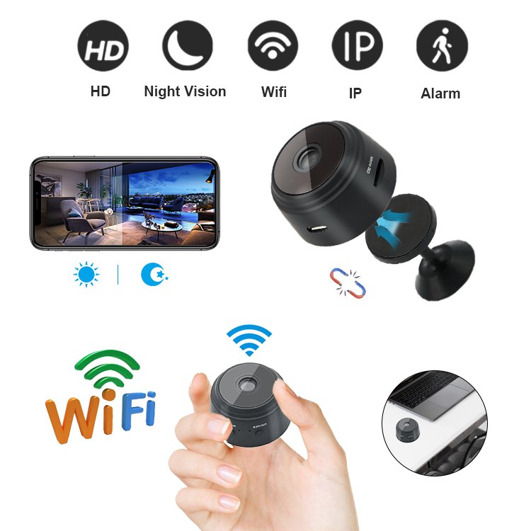 Hot Sales 1080P Battery Powered Wireless WiFi Small Nanny Cam Mini Camera surveillance night vision remote view on Mobile APP