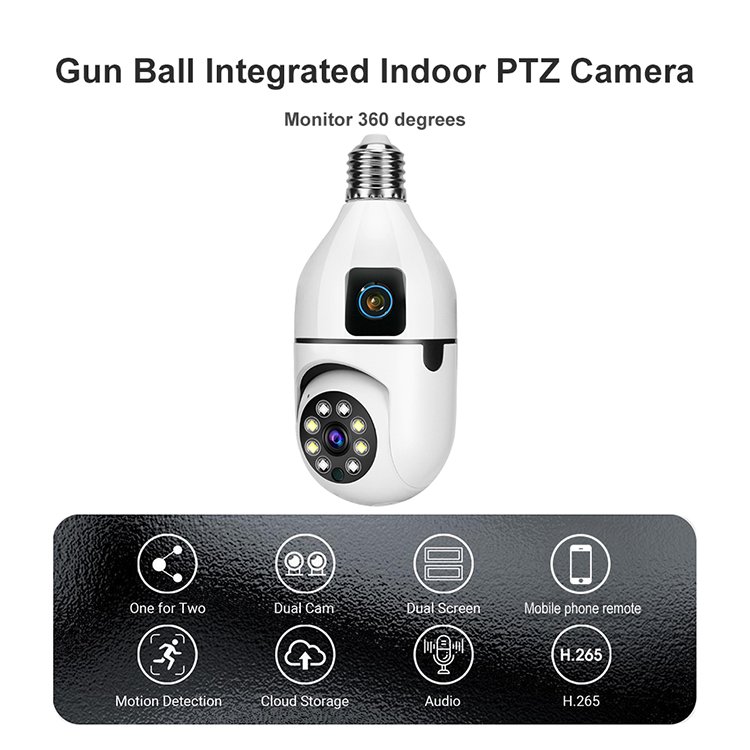 Indoor 4mp Wifi E27 Light Bulb Camera 360 Wireless Surveillance Security Bulb Cctv Camera Night Vision Dual Lens Ip Bulb Camera