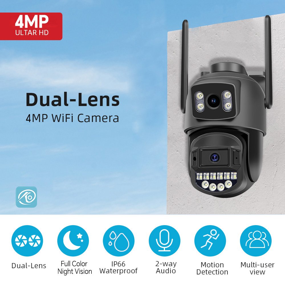 Rscamtom 5Ghz Outdoor Dual Lens Network Camera Humanoid Detection Automatic Tracking and Alarm Security Camera