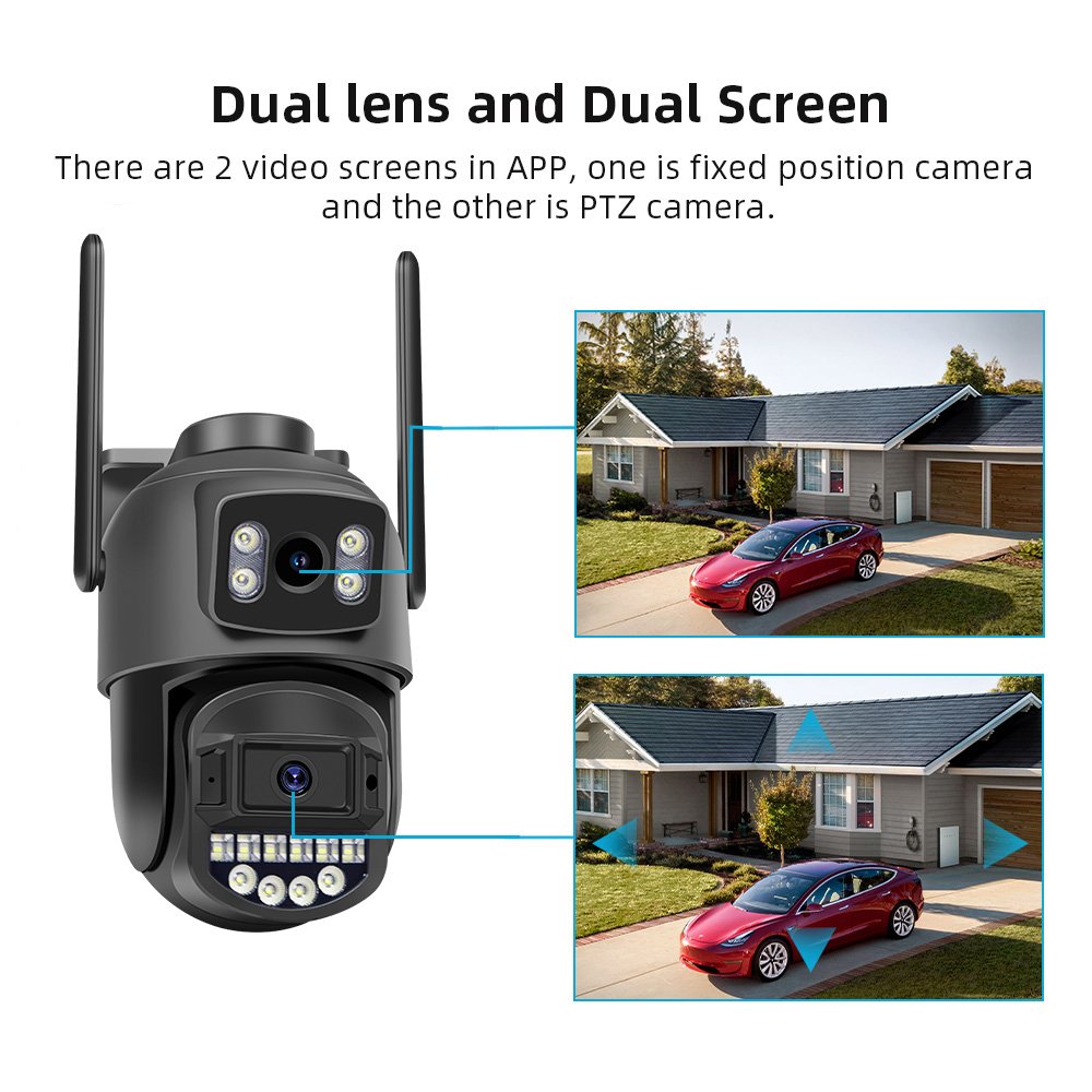 Rscamtom 5Ghz Outdoor Dual Lens Network Camera Humanoid Detection Automatic Tracking and Alarm Security Camera