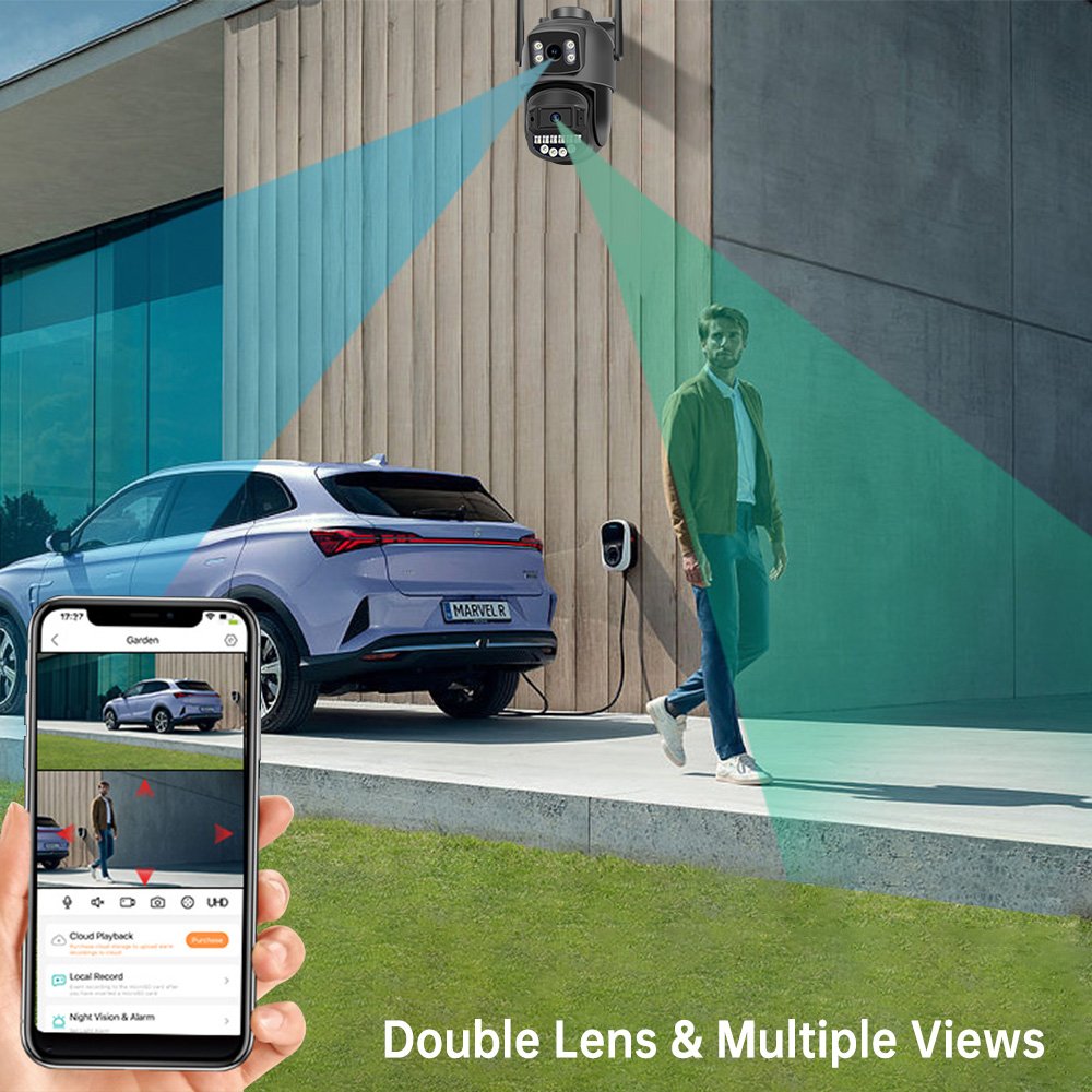 Rscamtom 5Ghz Outdoor Dual Lens Network Camera Humanoid Detection Automatic Tracking and Alarm Security Camera