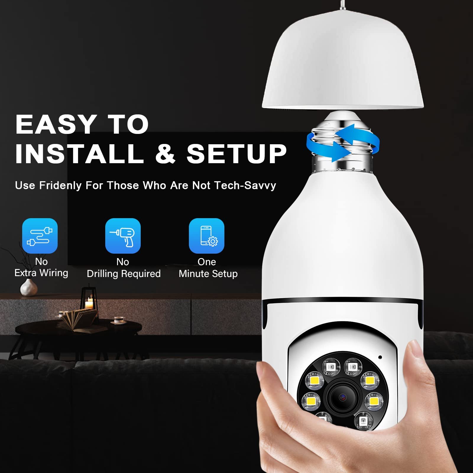 Ikevision ICSEE 1080P Wireless Bulb Camera with E27 Standard Port Home Security WIFI Lamp Camera