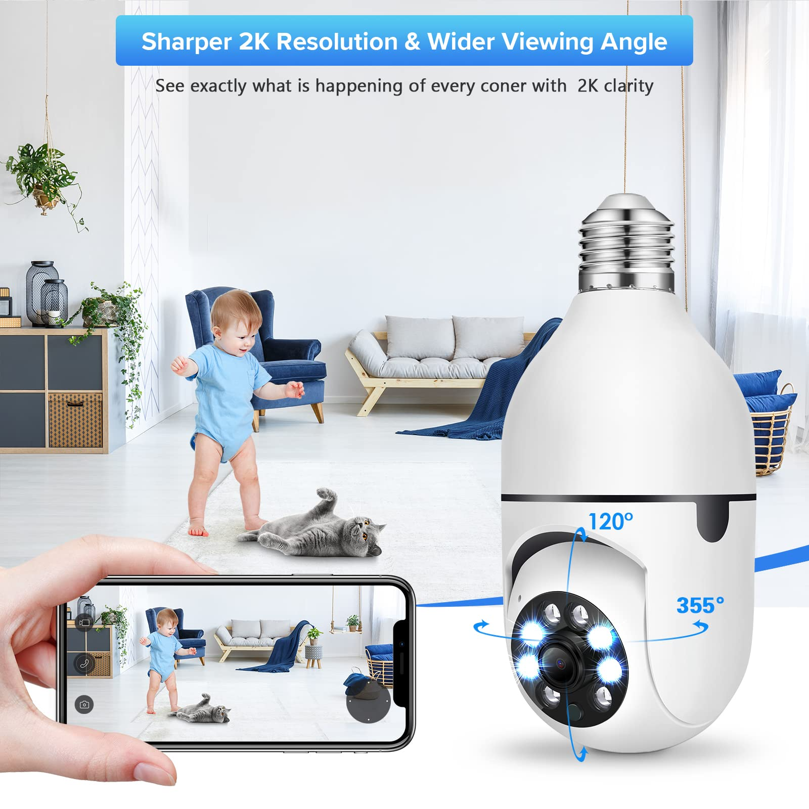 Ikevision ICSEE 1080P Wireless Bulb Camera with E27 Standard Port Home Security WIFI Lamp Camera