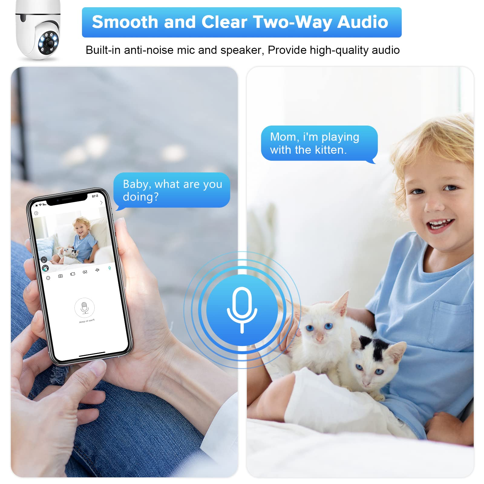 Ikevision ICSEE 1080P Wireless Bulb Camera with E27 Standard Port Home Security WIFI Lamp Camera