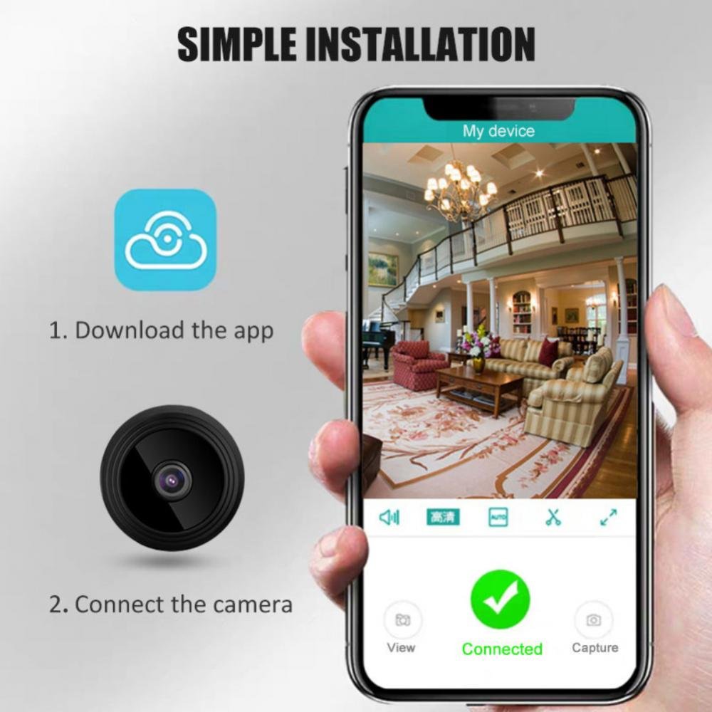 A9 Mini Camera Wireless WiFi IP Home Security HD 1080P DVR Night Vision Remote, 2-Way Audio, Surveillance,Phone Smart Motion