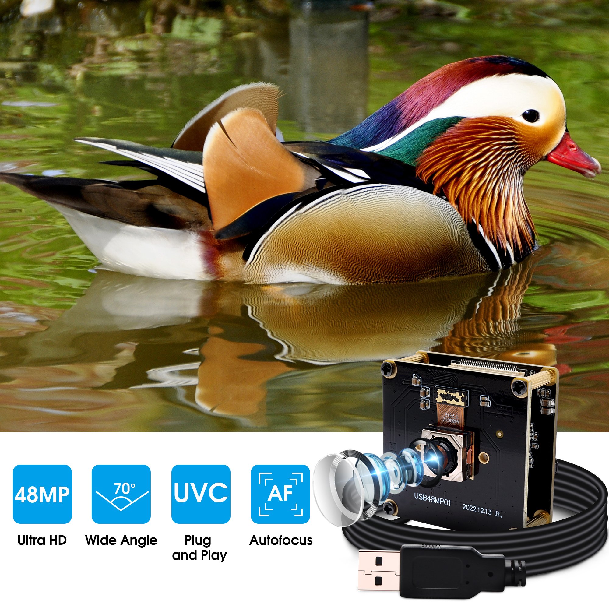 ELP 48MP Auto Focus USB Camera 8000*6000 Fast Focus Ultra HD Free Driver High Resolution Camera Module For Video Conferencing