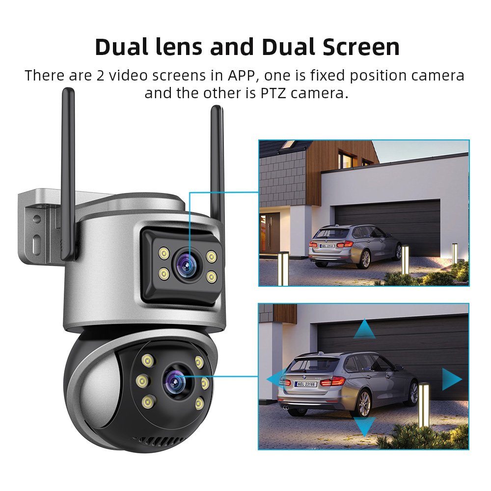 6MP Dual Lens iCsee ptz WIFI Camera IP Network Camera Outdoor Human Auto Tracking Wireless Security icsee WIFI Camera