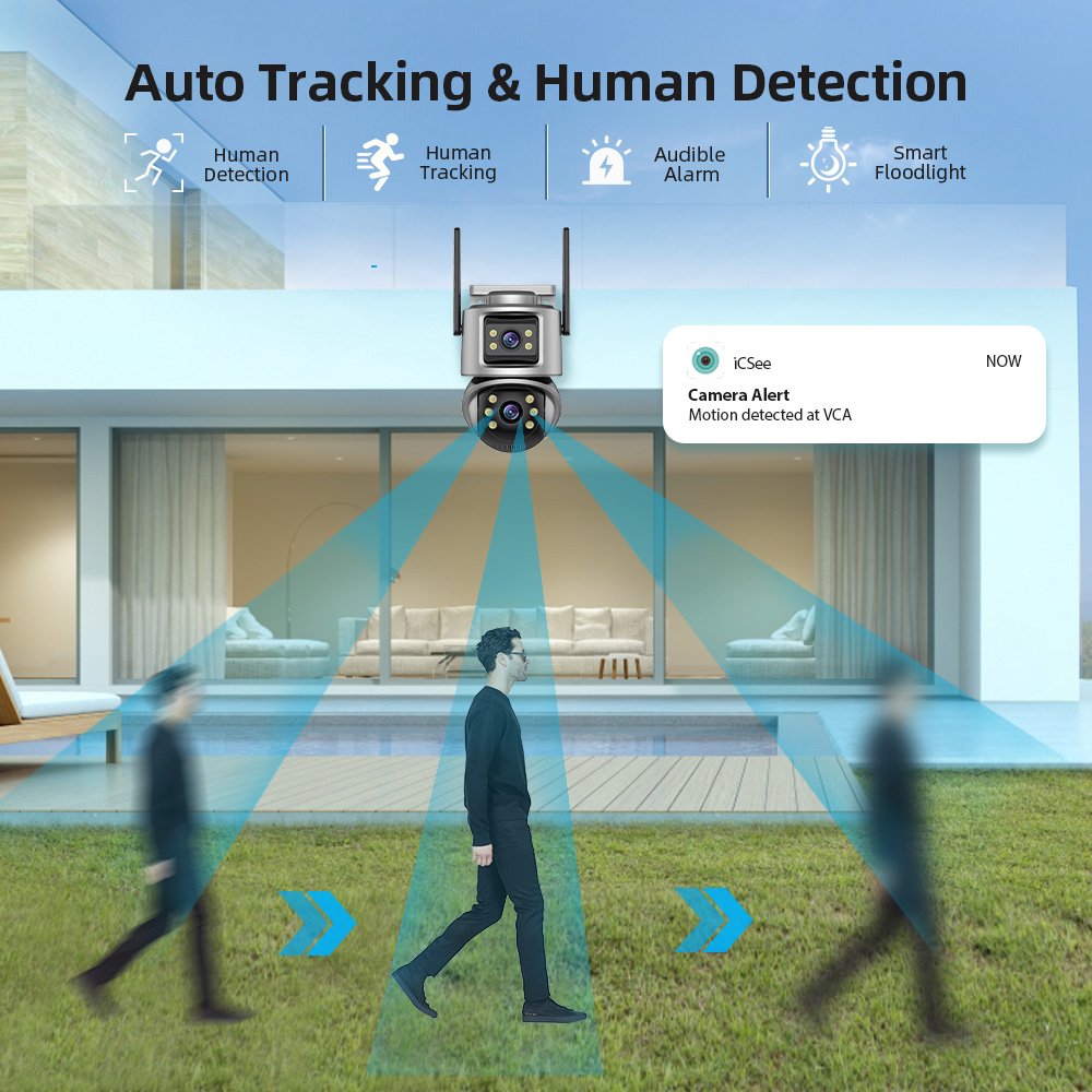 6MP Dual Lens iCsee ptz WIFI Camera IP Network Camera Outdoor Human Auto Tracking Wireless Security icsee WIFI Camera