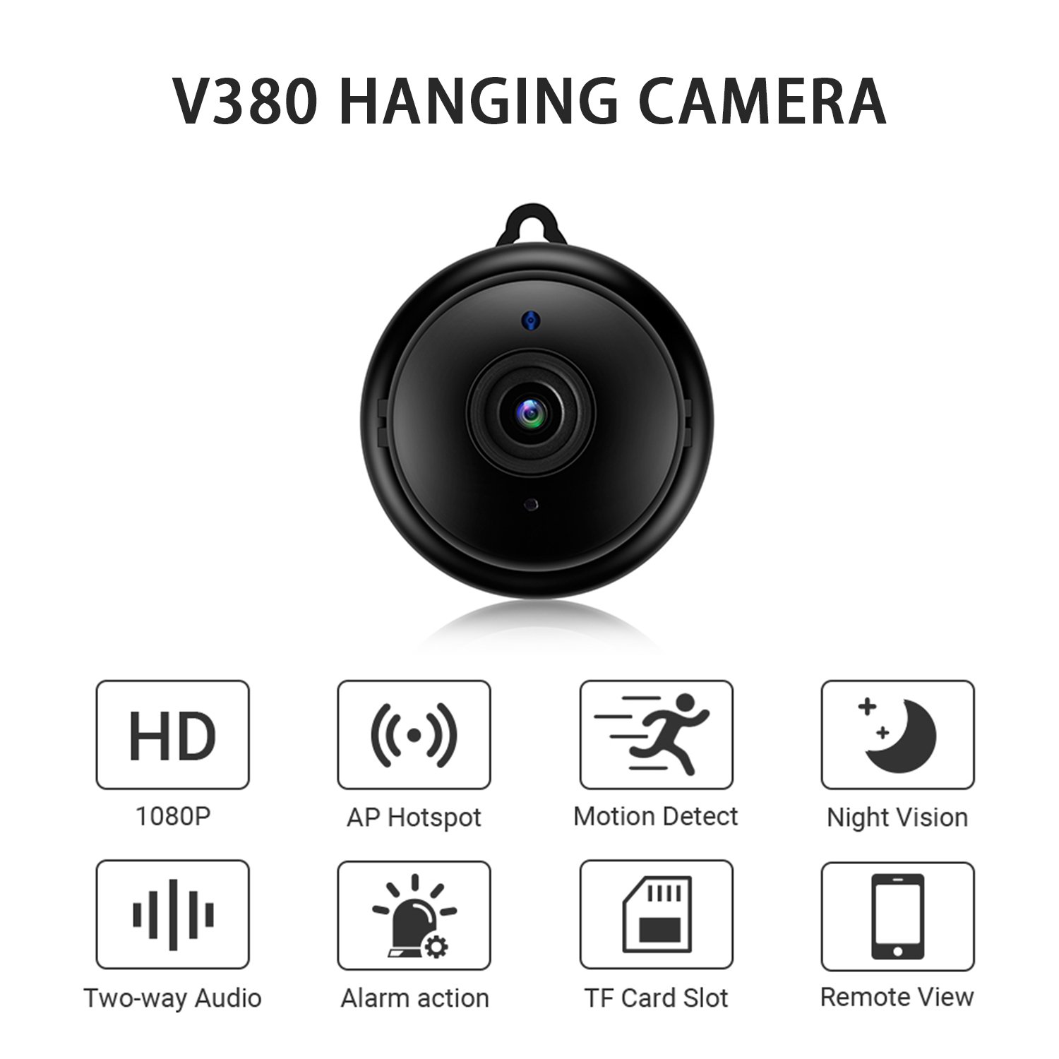 Home Wifi Mini V380 Camera Wall-mounted Wireless APP Support Motioning Detection Indoor Camcorder