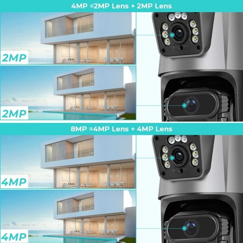 Hot Sales V380 Indoor/Outdoor Dual Lens Network Camera WiFi Wireless 4G GSM PTZ Security Camera Night Vision 2-Way Cloud