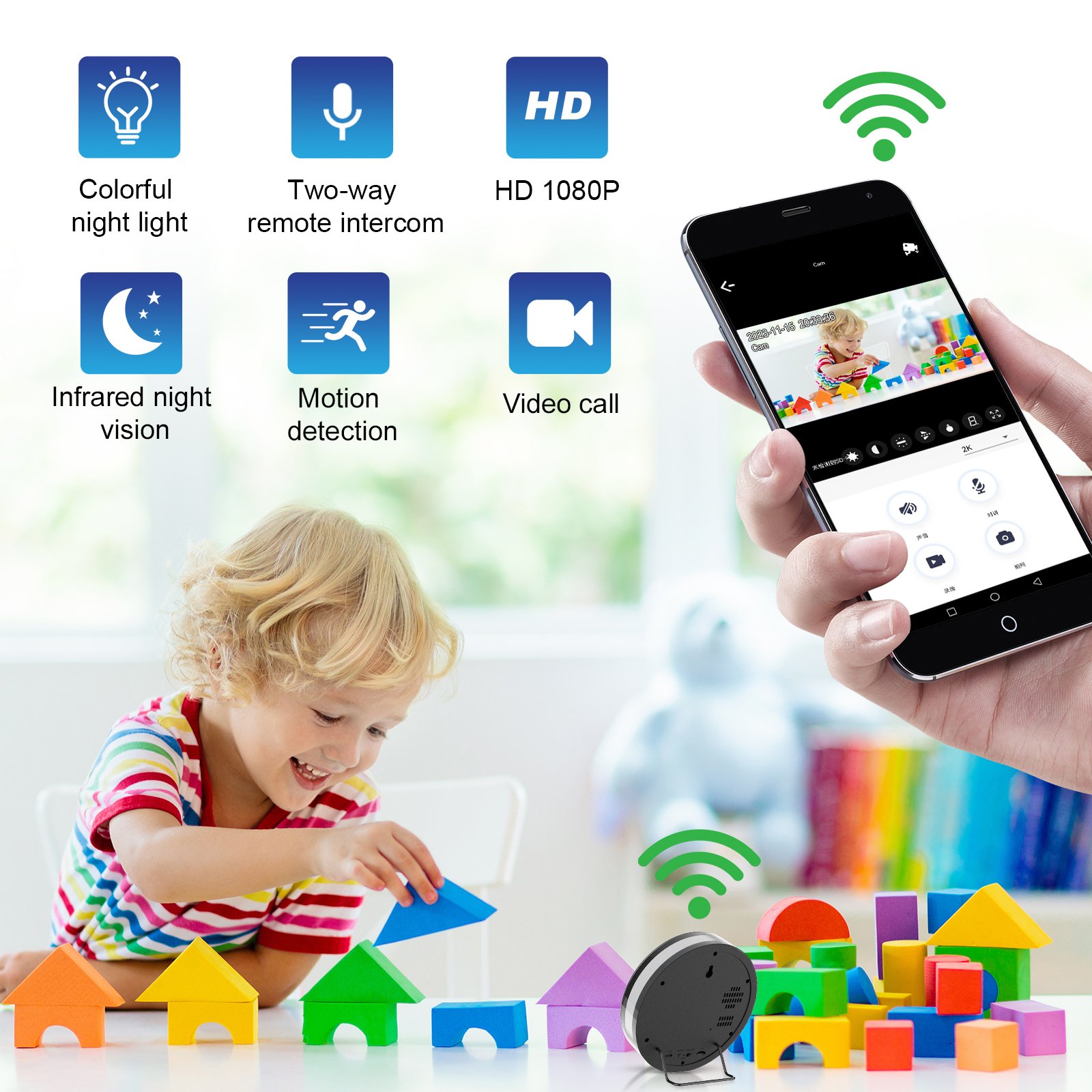 Mini Table Desk Clock Video Camera WIFI Camera Wireless Electronic Clock DV Baby Monitor Remote Monitoring Cam