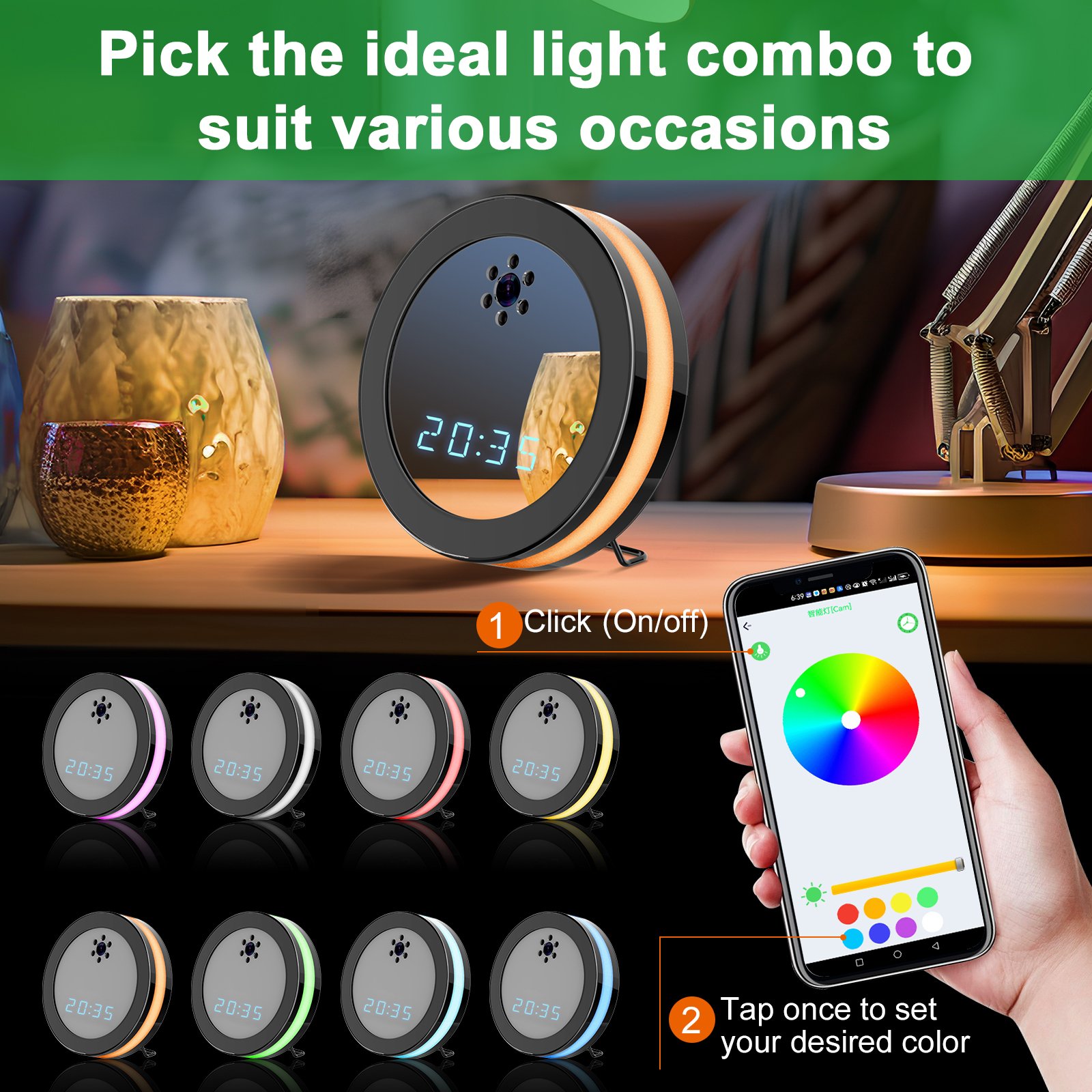Mini Table Desk Clock Video Camera WIFI Camera Wireless Electronic Clock DV Baby Monitor Remote Monitoring Cam