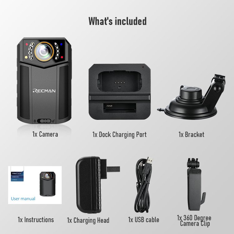 HD 1080P/1296P Professional Night Vision Security Body Worn Camera with Face Recognition Bodycamera with GPS