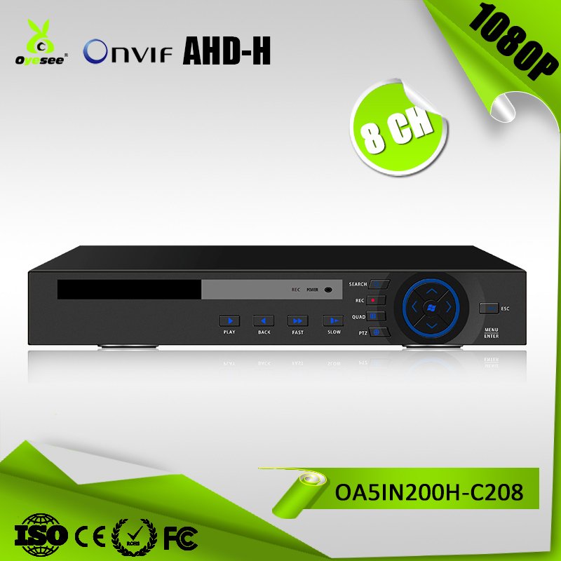 8ch 1080P AHD TVI CVI CVBS hybrid SATA HDDx2 DVR 3G WIFI H.264 ctv camera dvr
