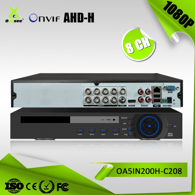 8ch 1080P AHD TVI CVI CVBS hybrid SATA HDDx2 DVR 3G WIFI H.264 ctv camera dvr