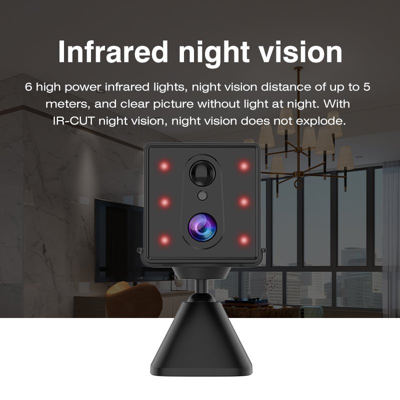 O-KAM Mini Camera 3MP Low Power WiFi Night Vision Wide Angle Two-Way Audio Built-In Mic Indoor Use Supports SD Card Cloud Data