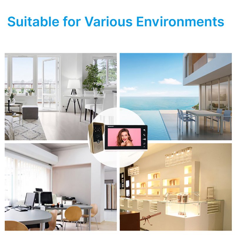 VIDEW 7 Inch Wired Video Intercom System RFID Unlock Camera Doorbell Door Phone Night Vision Door Entry for Home Villa Apartment