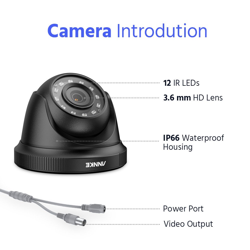 ANNKE 2MP HD 1080P TVI Warm Light IR Night Vision 20M Indoor Outdoor AHD Analog CCTV Security Camera