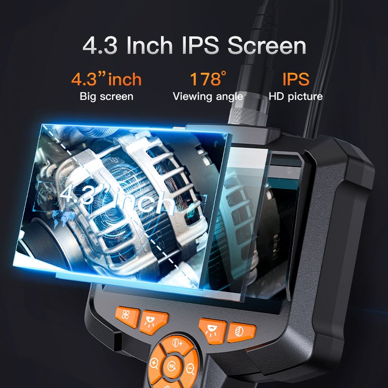 Handheld Pipe Sewer Industrial Video Inspection Endoscope Camera 1080P 8MM 2MP Borescope Camera Tool With Display