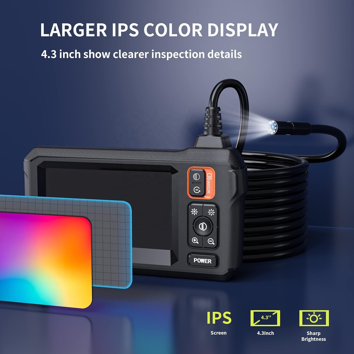 P180 Borescope Endoscope Camera with Light IP67 1080P HD Inspection Camera with Light Snake Sewer Camera