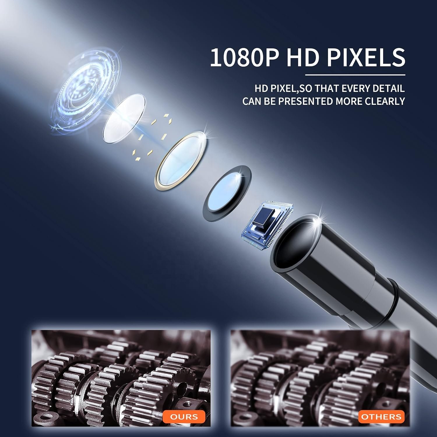 P180 Borescope Endoscope Camera with Light IP67 1080P HD Inspection Camera with Light Snake Sewer Camera