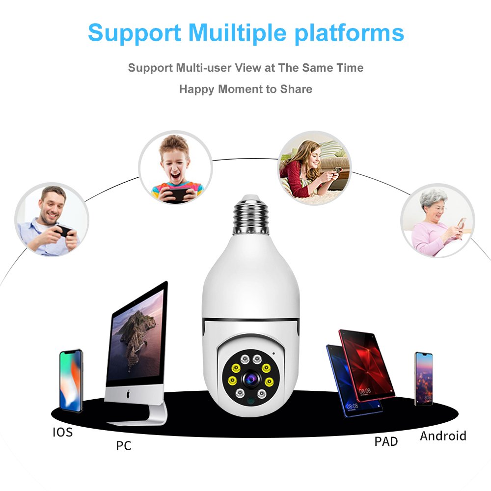 camera security cctv bulb two way audio hd night vision wifi indoor camera