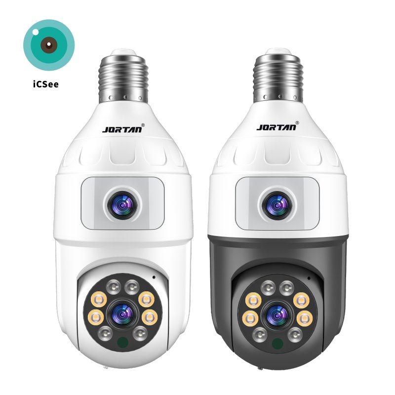 jortan 4MP dual lens PTZ Bulb Camera WIFI 2k Indoor Home E27 Surveillance H.265 Pan Tilt Wireless Security Network Camera