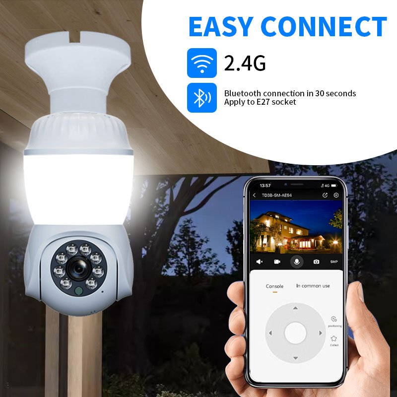 2024 hot selling wireless network 2MP bulb E27 socket two -way intercom mini PTZ HD wifi IP camera