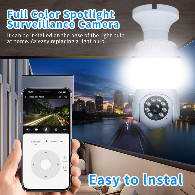 2024 hot selling wireless network 2MP bulb E27 socket two -way intercom mini PTZ HD wifi IP camera