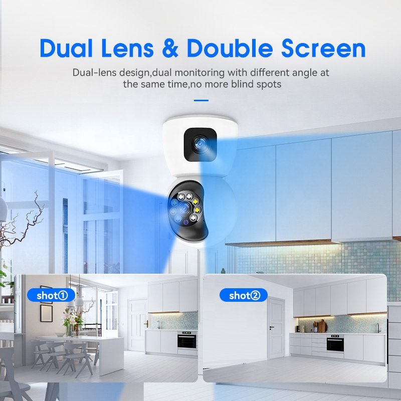 Anywii Factory Night Vision Wifi Mini Camera ptz ip cctv camera with Two way audio 1080P wifi Built in Siren Dual lenses Camera
