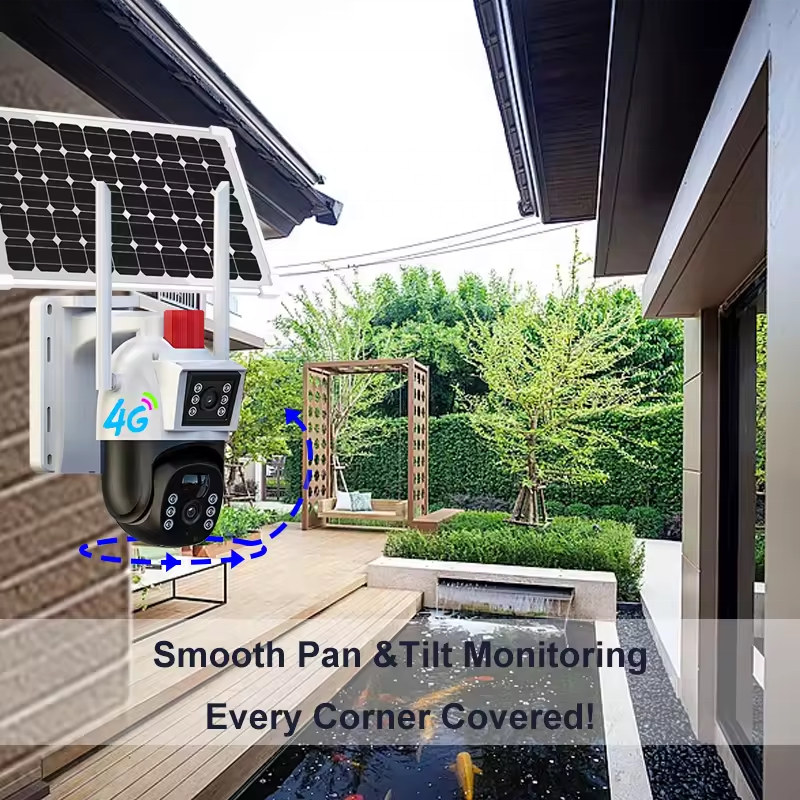 Eseecloud 4K 4G SIM Card Dual Len Outdoor Cameras Color Night Vision PIR Detect AI IP Solar Surveillance CCTV PTZ Camera Network