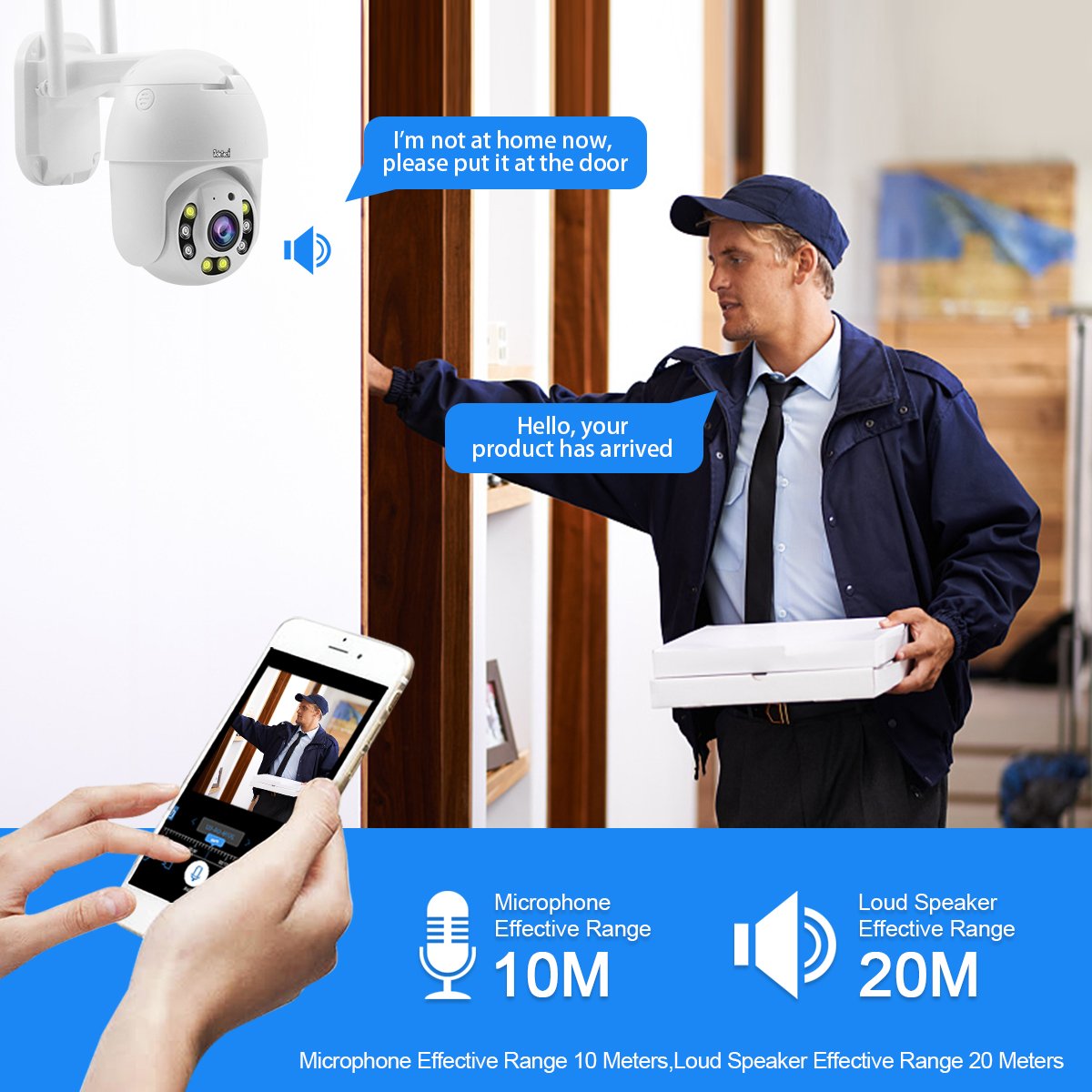 JideTech 3MP Wifi Mini Waterproof Network Camera Light Night Vision Full Color PTZ IP CCTV Security Camera wireless