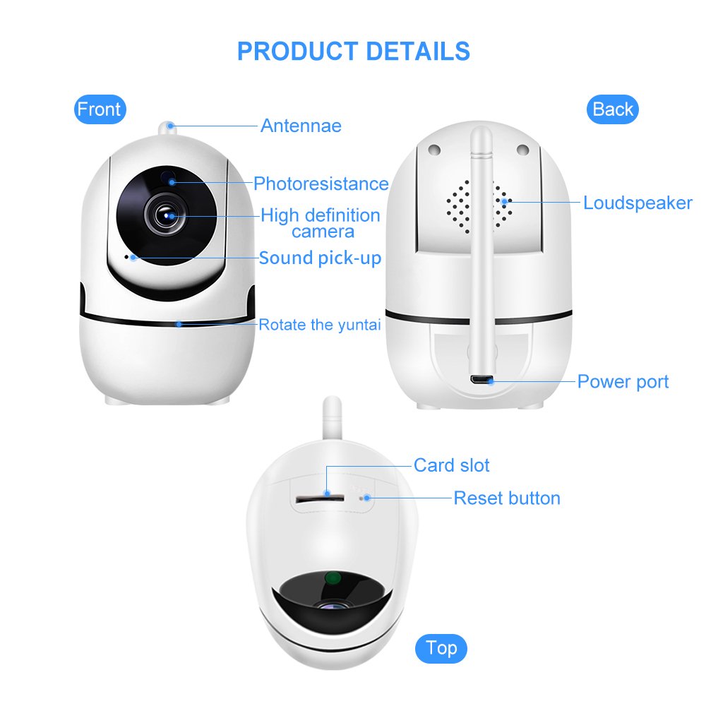 Hongnaer Full HD YCC365 Plus Smart Home Indoor Wireless WiFi PTZ IP Camera 360 Degree Baby Monitor WiFi Security Camera