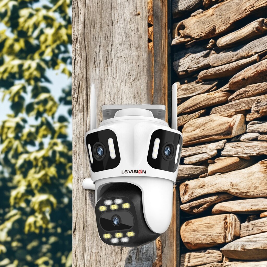 LS VISION 2.5 Inch 3 Screens Icsee App Auto Tracking Bluetooth 8MP Wifi PTZ Camera Supports Alexa and Google Assistant