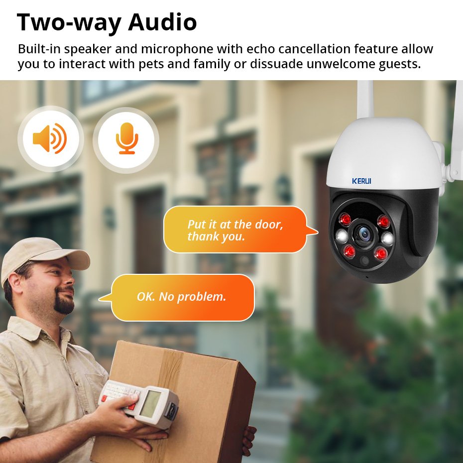 KERUI 8MP 4K Tuya Smart Wifi IP Camera Color Night Version Home Security Indoor PTZ Dome Outdoor Network Camera Motion Tracking