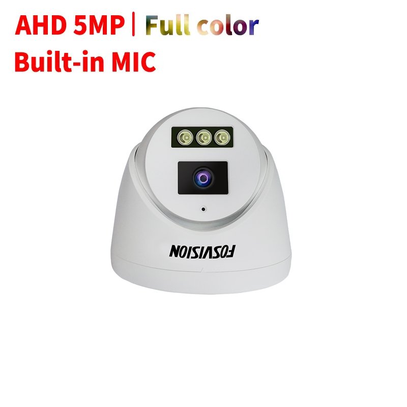 Fosvision 5mp Full color AHD Camera Night Vision Indoor Security Surveillance Dome Cctv Camera with one way audio