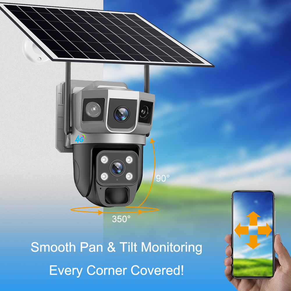 New V380pro Solar Powered 4G Security CCTV Camera AOV P2P Wireless Battery Outdoor Network Black Light 4MP Solar Camera