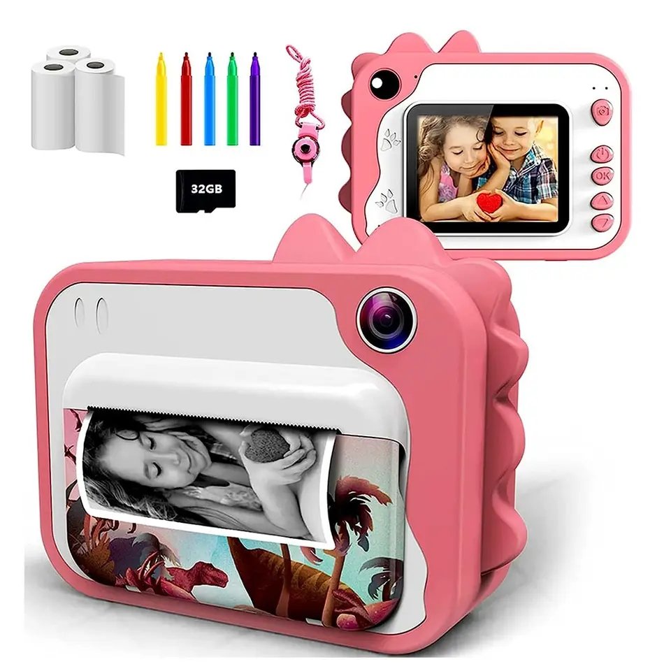 1080P Hd Mini Children Instant Print Camera For Kids Thermal Photo Paper Rechargeable