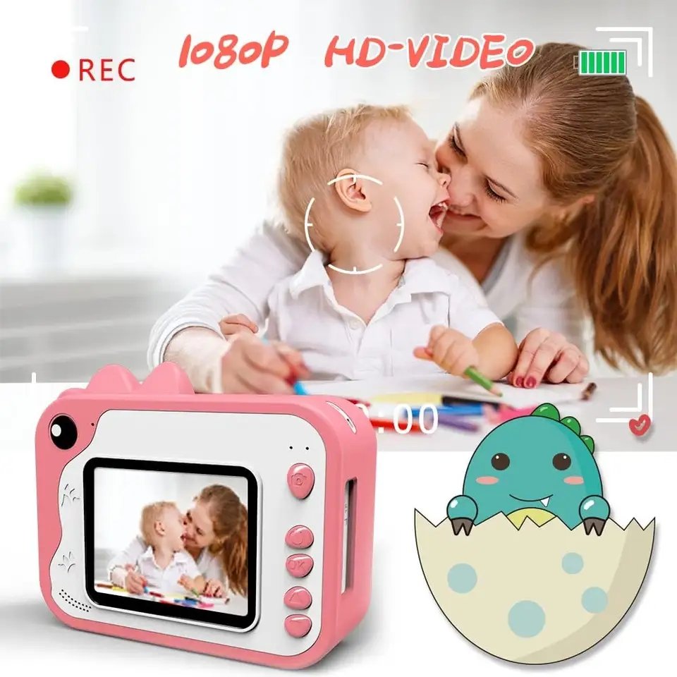 1080P Hd Mini Children Instant Print Camera For Kids Thermal Photo Paper Rechargeable