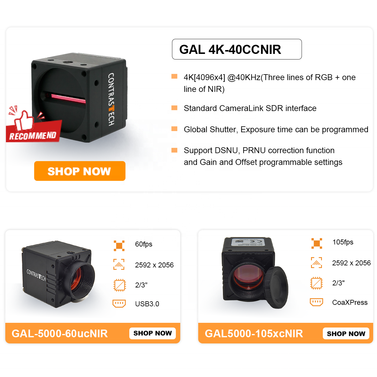 2MP 5MP 50fps Near Infrared 400-1100nm Free SDK GigE Vision Standard POE CMOS RGB + NIR Camera for Eye Tracking