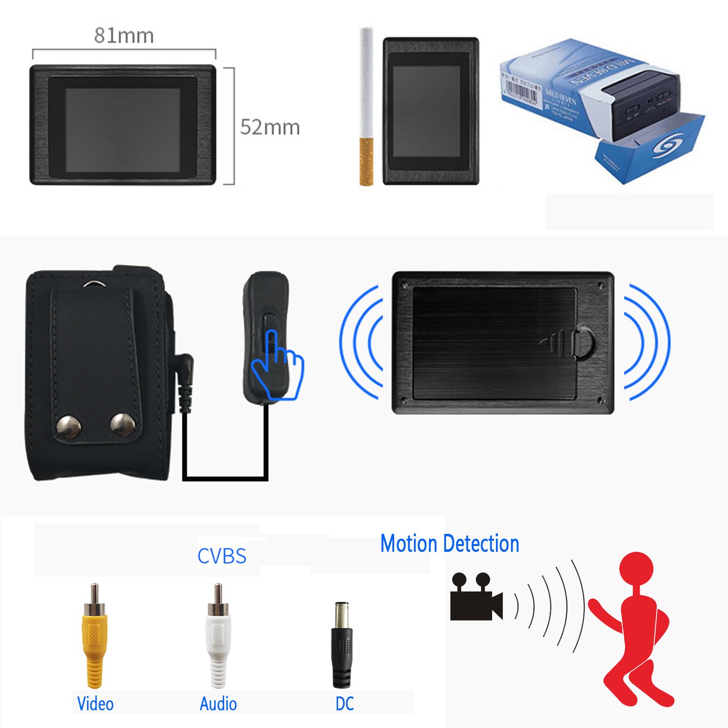 Audio Video CVBS Mini SD Card 2.4 LCD Display CVBS Input Video Recording Equipment Mini Dvr Law Enforcement Video Recorder