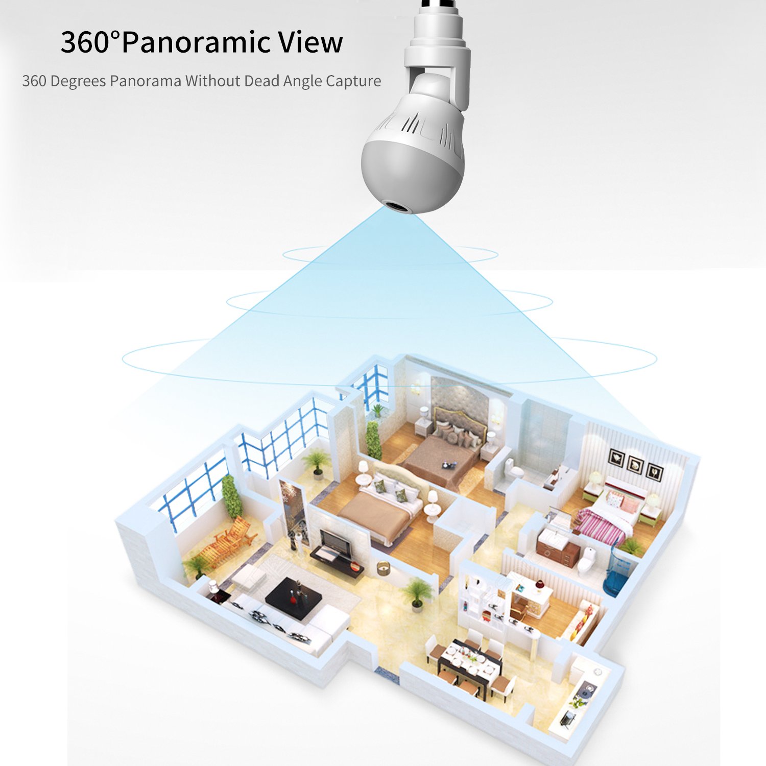 360 Wifi Panorama Camera Bulb 2MP Panoramic Night Vision Two way audio Home Video Monitor Fisheye Lamp Wifi mini Camera