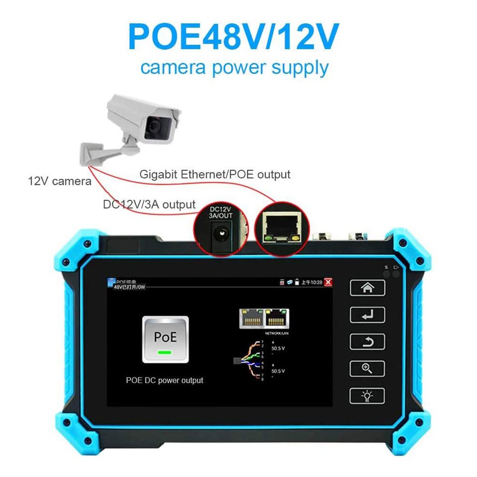 5INCH CCTV Tester Full 8MP IP CVI TVI AHD SDI Analog 6 IN 1 VGA & 4K HD Input Cable Tracer